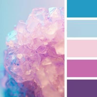 Фиолетовый + бирюзовый, мятный, голубой