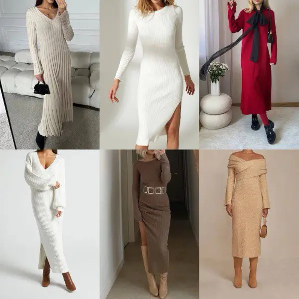 Трикотажное платье, Strickkleid Was trägt man zu Weihnachten und Silvester zu Hause