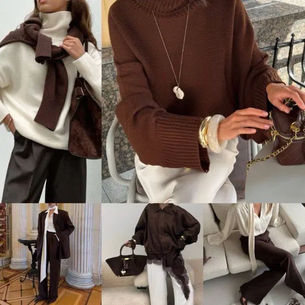 Белый + коричневый, Weiß + Braun Trendfarbe 2026 - Cloud Dancer