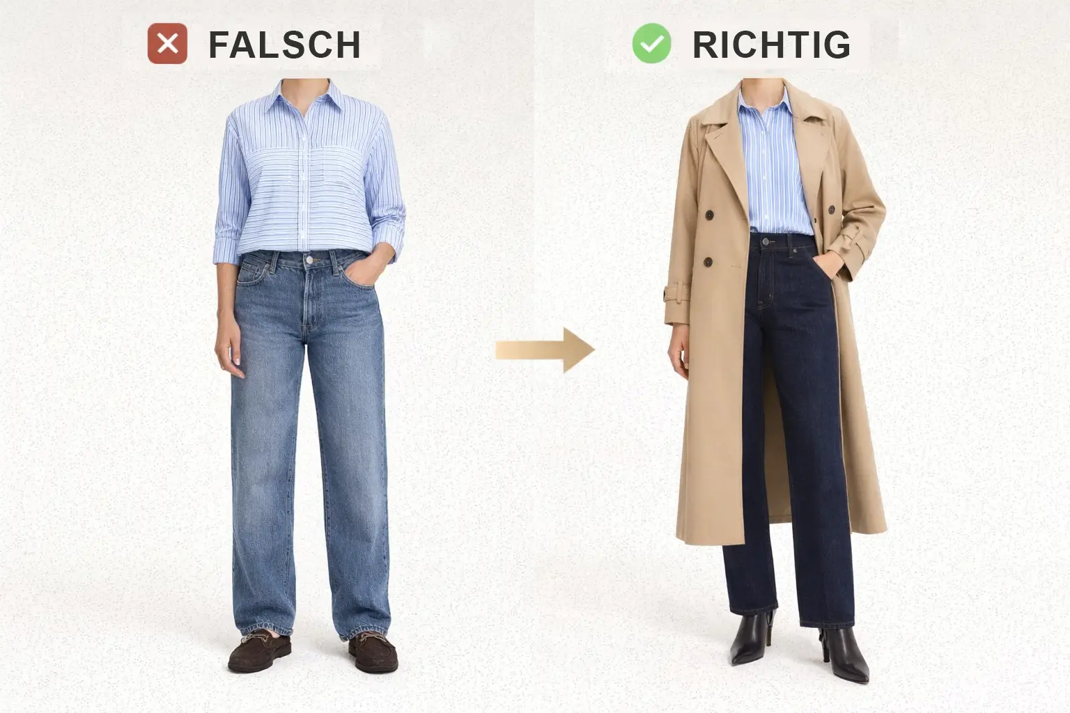 Vertikale Linien im Look 5 stilvolle Tricks, um breite Hüften optisch zu kaschieren