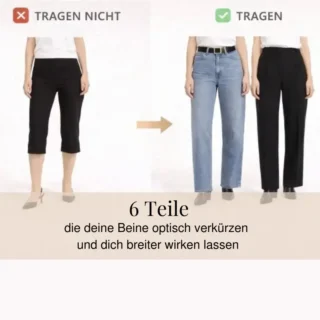 6 Teile, die deine Beine optisch verkürzen und dich breiter wirken lassen 6 Teile, die deine Beine optisch verkürzen und dich breiter wirken lassen