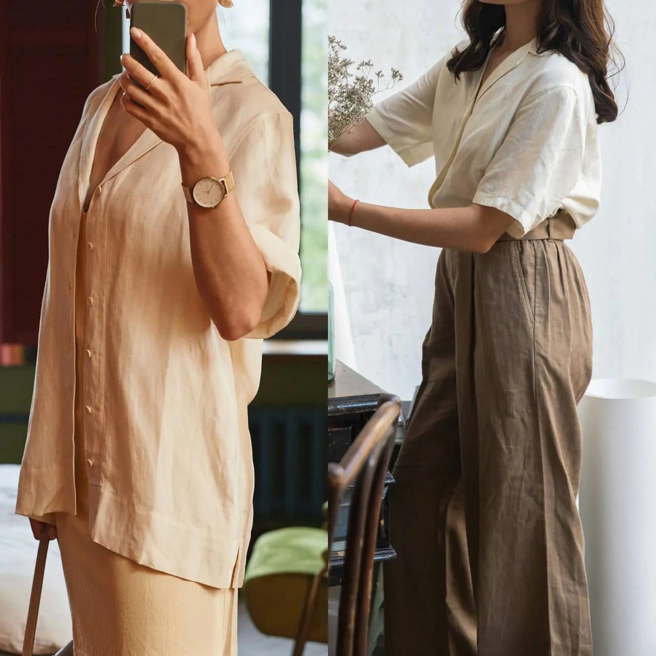 Одежда изо льна, Leinen-Outfits Büro Outfits im Sommer