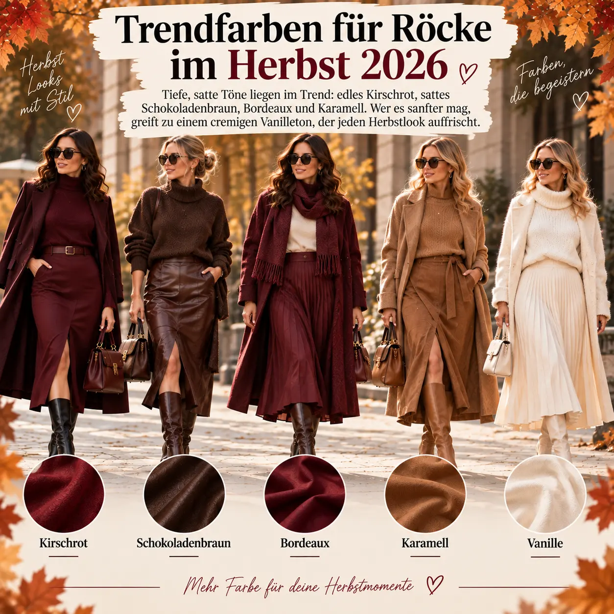Rockfarben Herbst 2026 Rock kombinieren im Herbst 2026: Trends, Outfits und Tipps vom Stylisten