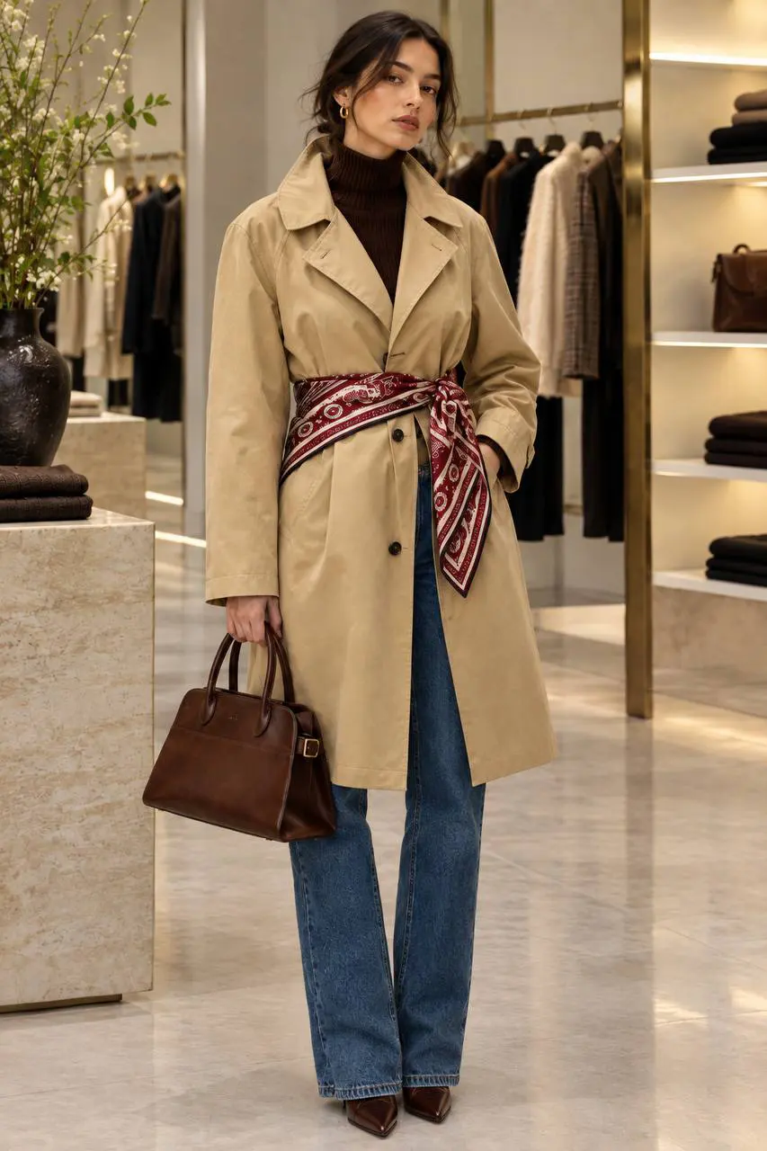 Тренч с платком, Seidentuch kombinieren Trenchcoat kombinieren: Die besten Outfits & Styling-Tipps für Herbst 2026